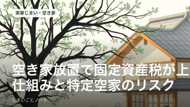 手入れされずに放置された空き家と庭の様子