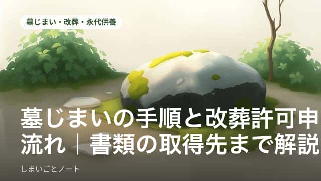 墓じまいの手順と改葬許可申請の流れを示すイメージ