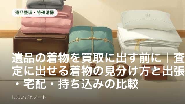 桐箪笥の引き出しに、たとう紙に包まれた着物と帯が重ねてしまわれている様子
